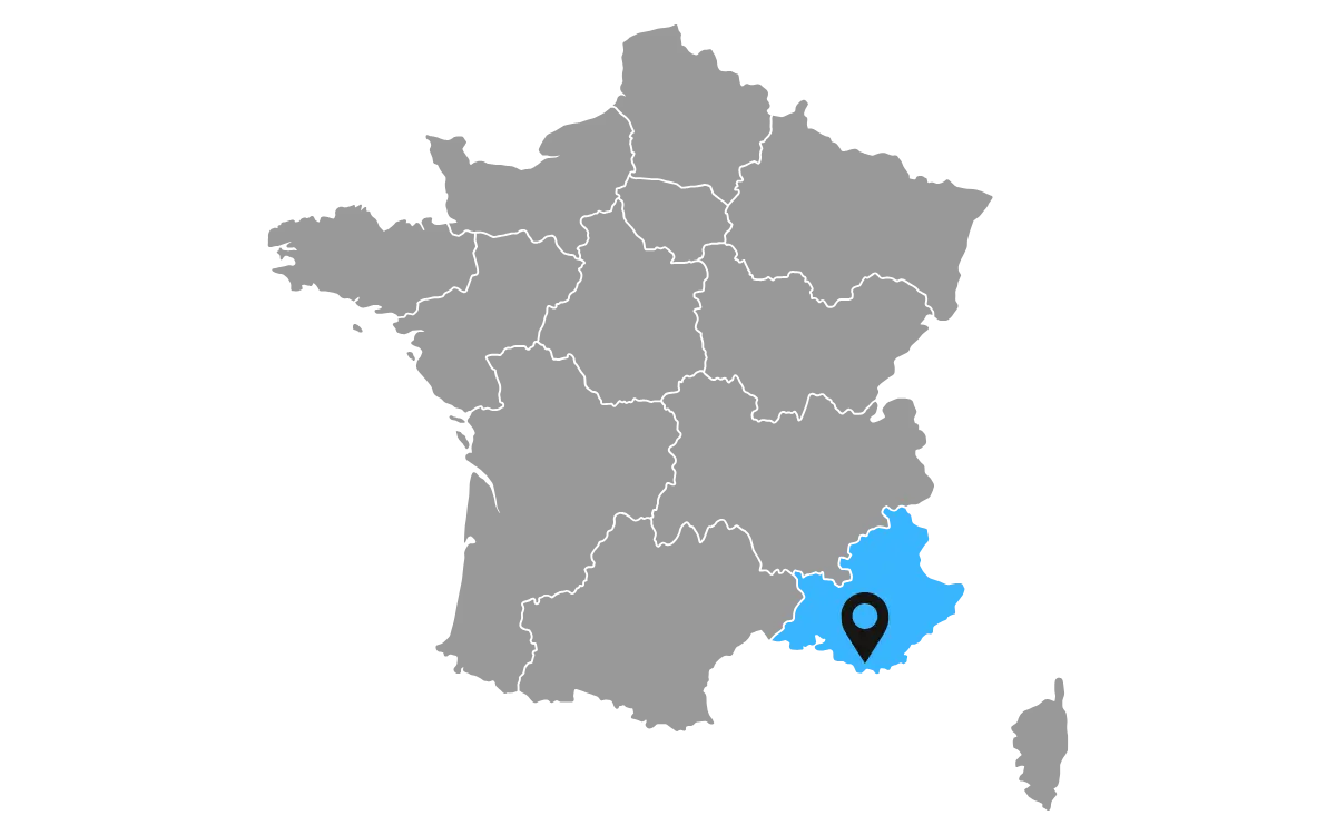 carte Carte de la France avec PACA en évidence