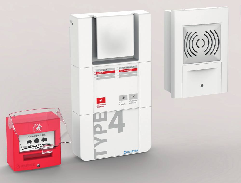 Centrale d’alarme incendie de type 4 radio, déclencheur manuel et diffuseur sonore installés par FOLONEO à Toulon et dans le Var